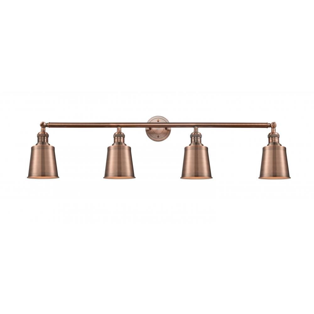 Innovations 215-BB-M9-BB-LED Addison 4 Light Bath Vanity Light in Brushed Brass with Brushed Brass Addison Cone Metal Shade