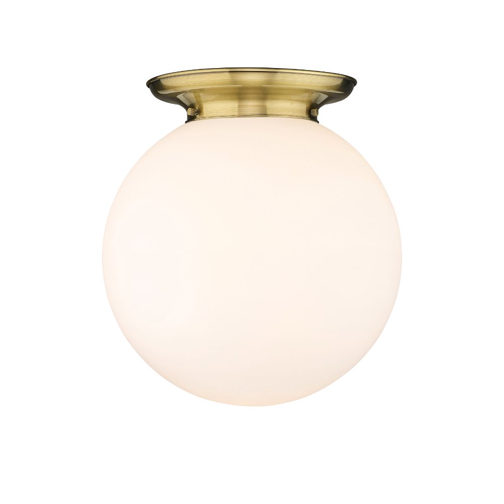 Innovations 221-1F-AB-G201-16 Beacon - 1 Light 16" Flush Mount - Antique Brass Finish - Matte White Glass Shade