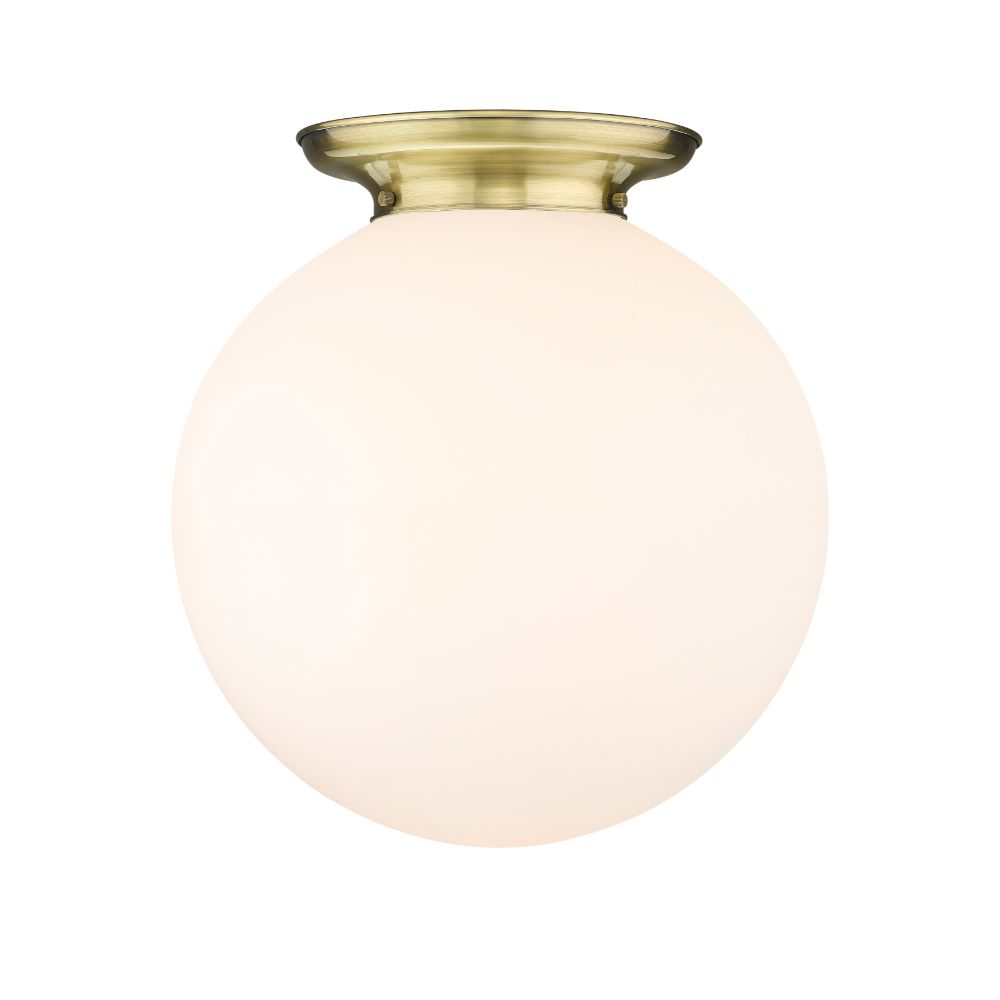 Innovations 221-1F-AB-G201-18 Beacon - 1 Light 18" Flush Mount - Antique Brass Finish - Matte White Glass Shade