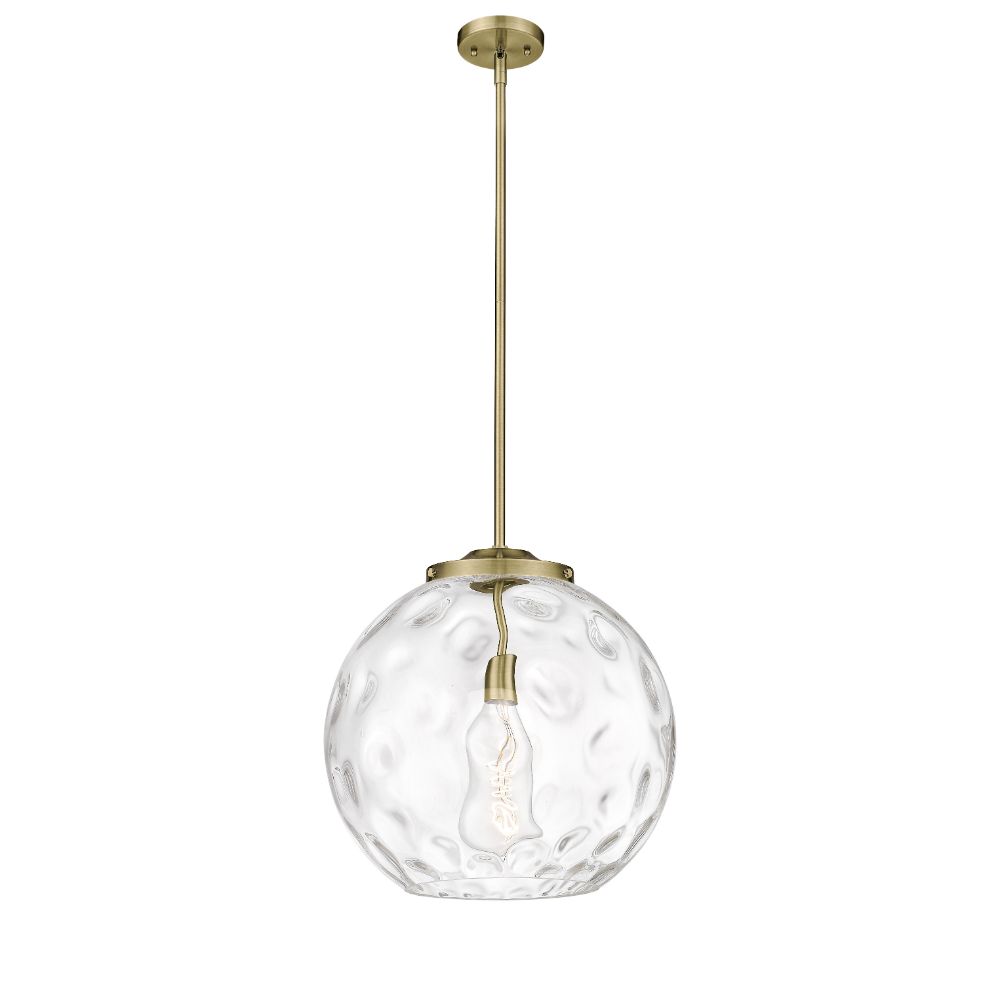 Innovations 221-1S-AB-G1215-16 Athens Water Glass 1 Light 15.75 inch Pendant in Antique Brass