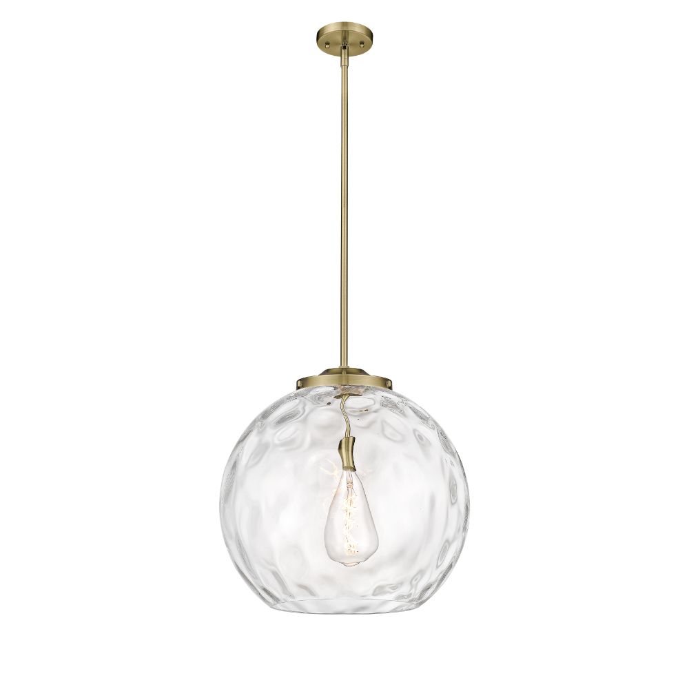 Innovations 221-1S-AB-G1215-18 Athens Water Glass 1 Light 17.875 inch Pendant in Antique Brass