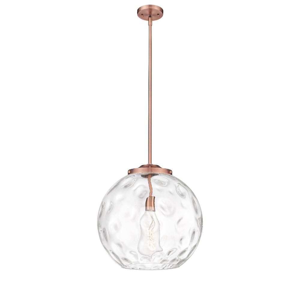 Innovations 221-1S-AC-G1215-16 Athens Water Glass 1 Light 15.75 inch Pendant in Antique Copper