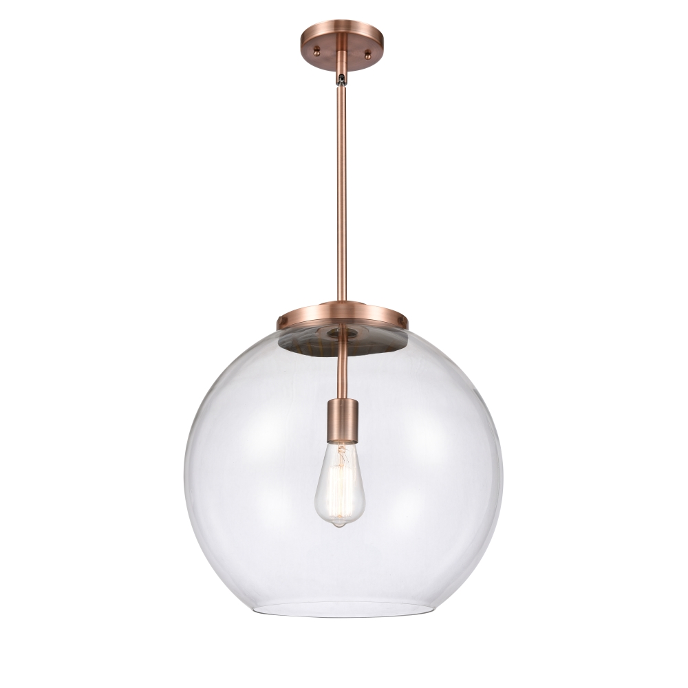 Innovations 221-1S-AC-G122-16 Athens 1 Light 13.75 inch Pendant in Antique Copper
