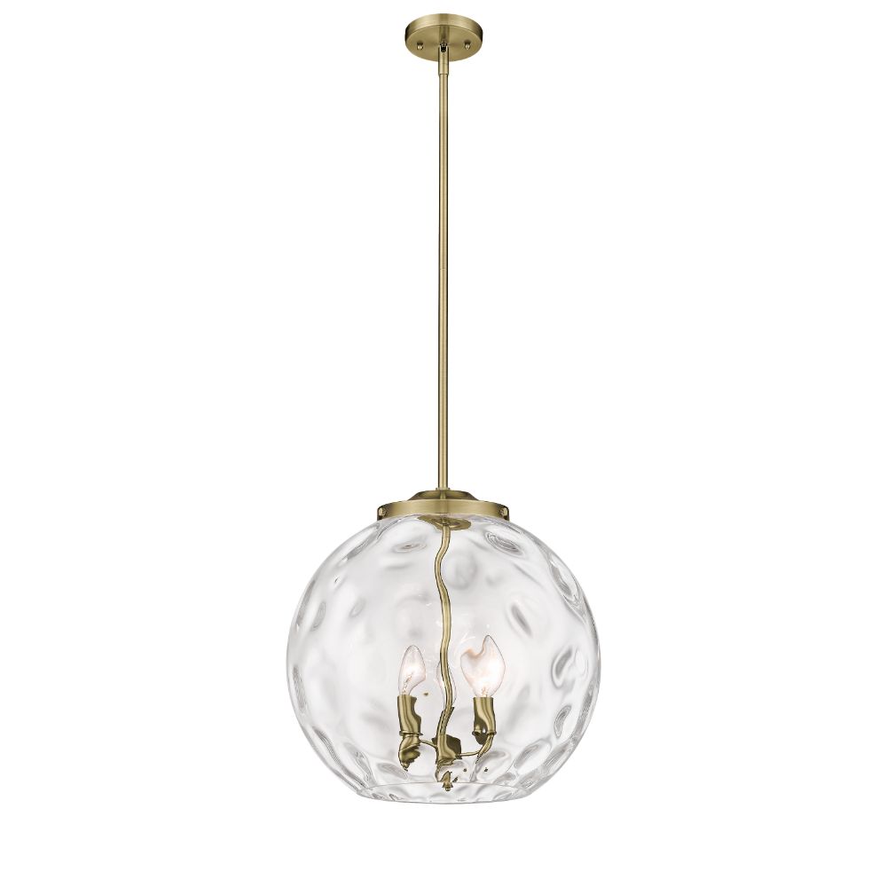 Innovations 221-3S-AB-G1215-16 Athens Water Glass 3 Light 15.75 inch Pendant in Antique Brass