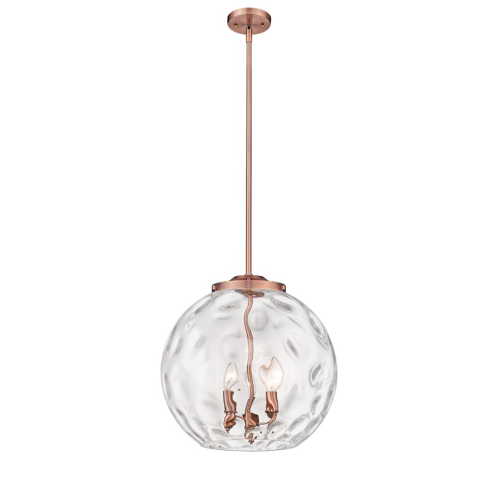 Innovations 221-3S-AC-G1215-16 Athens Water Glass 3 Light 15.75 inch Pendant in Antique Copper