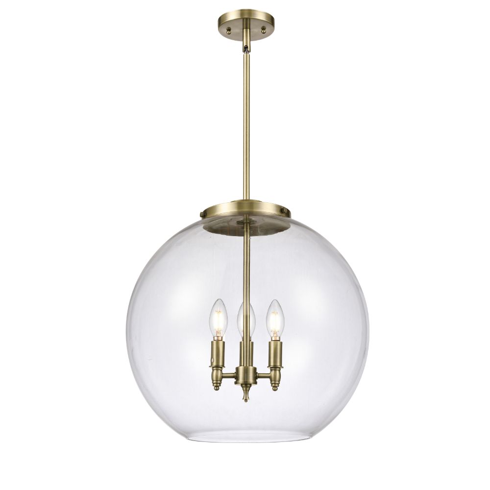 Innovations 221-3S-AC-G122-18-LED Athens 3 Light 17.75 inch Pendant in Antique Copper