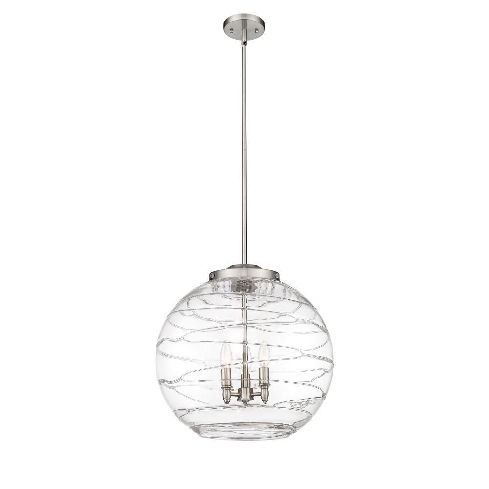 Innovations 221-3S-WPC-G1213-18-LED Athens Deco Swirl Deco Swirl 3 Light 17.88 inch Pendant in White and Polished Chrome
