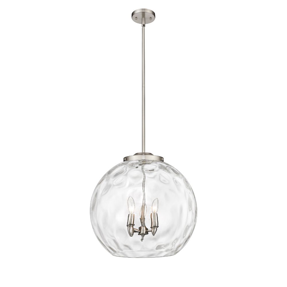 Innovations 221-3S-WPC-G1215-18 Athens Water Glass 3 Light 17.88 inch Pendant in White and Polished Chrome