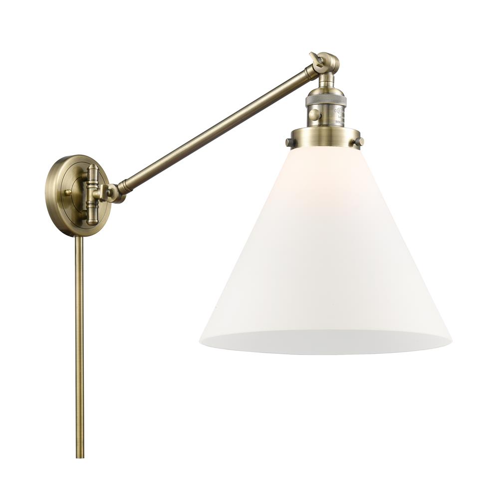 Innovations 237-AB-G41-L Antique Brass X-Large Cone 1 Light Swing Arm