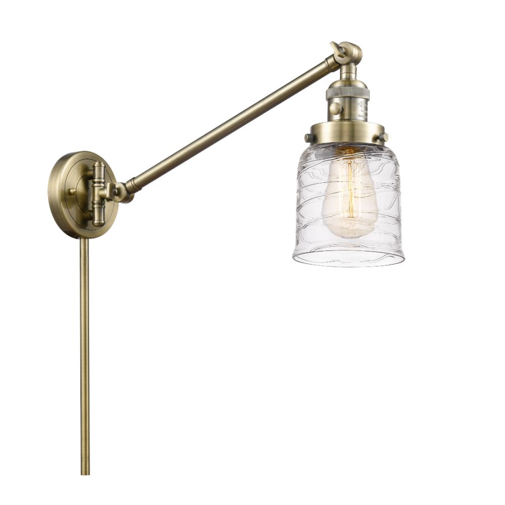 Innovations 237-AB-G513-LED Bell Swing Arm With Switch in Antique Brass