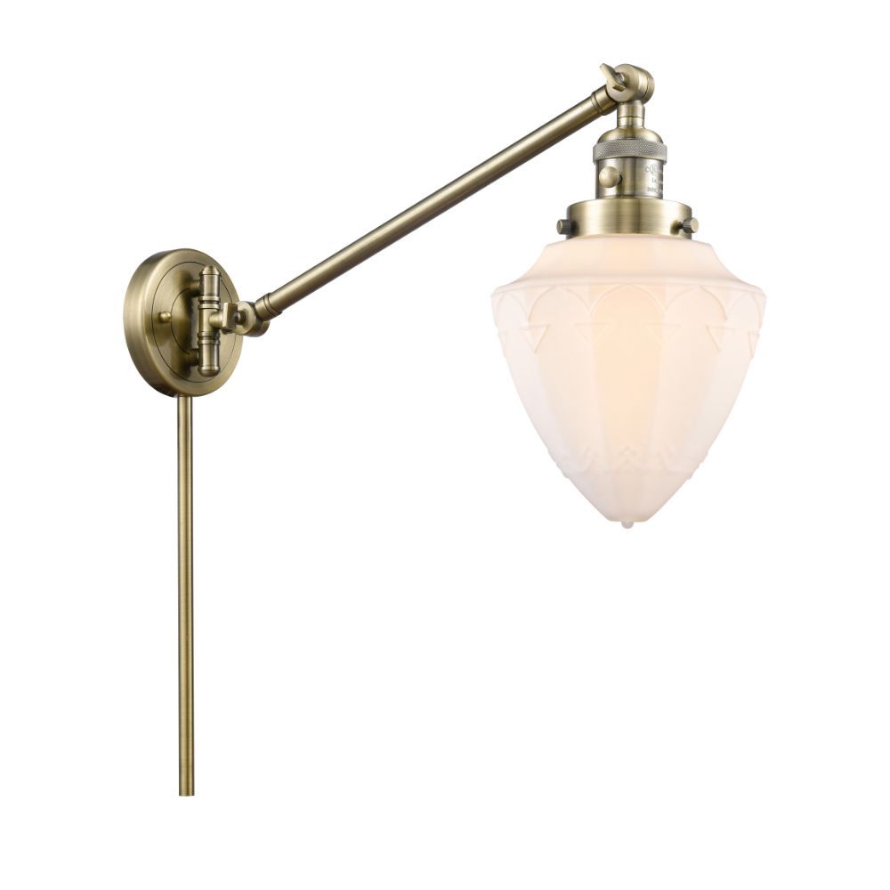 Innovations 237-AB-G661-12 Bullet 1 Light 8 inch Swing Arm with Switch in Antique Brass