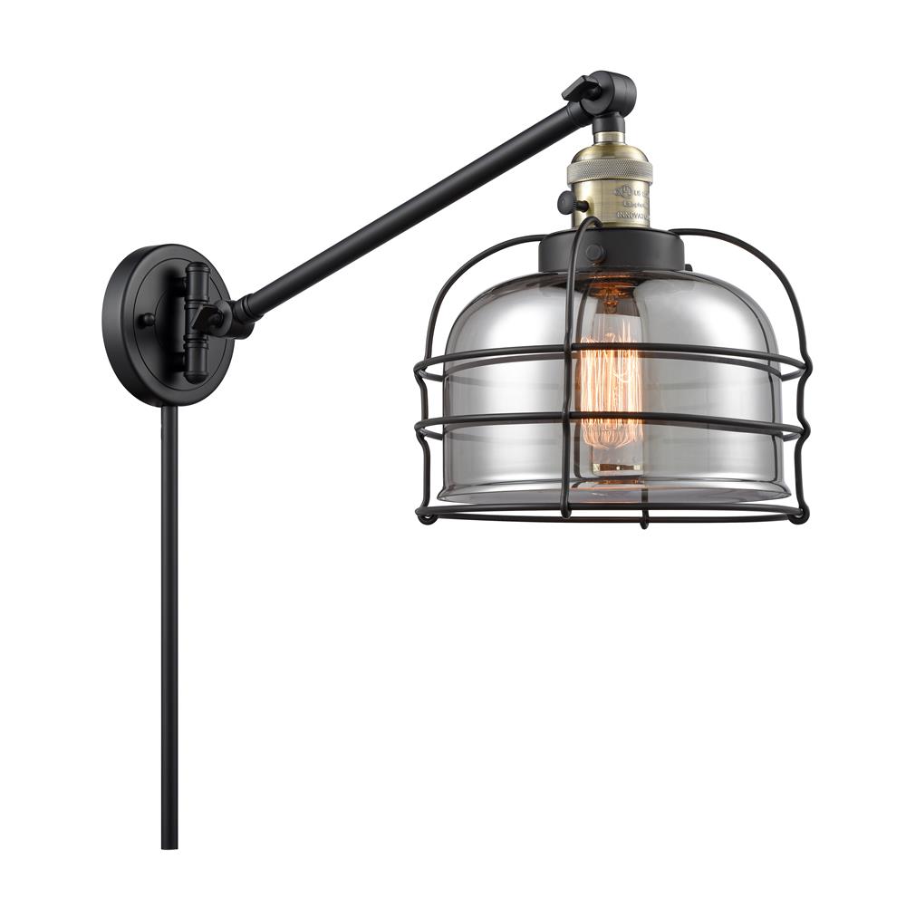 Innovations 237-BAB-G73-CE Franklin Restoration Large Bell Cage 1 Light Swing Arm in Black / Antique Brass