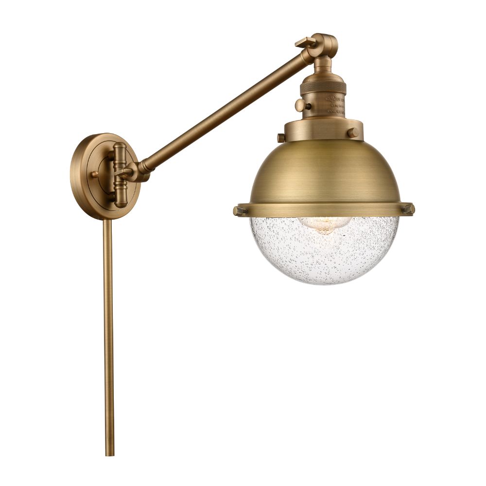 Innovations 237-BB-HFS-64-BB Half Metal Half Glass Dome 1 Light  7.25 inch Swing Arm in Brushed Brass
