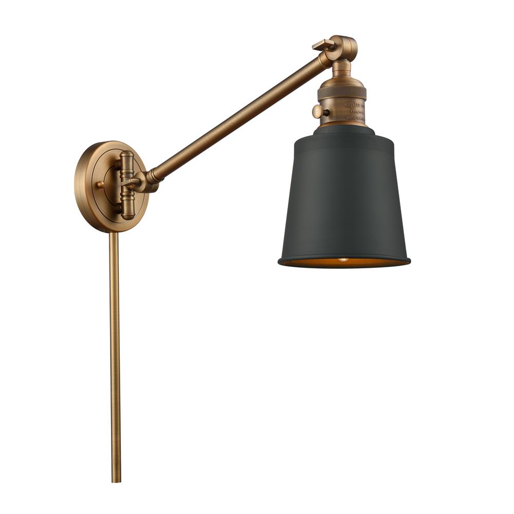 Innovations 237-BB-M9-BK Addison 1 Light 8 inch Swing Arm With Switch in Brushed Brass