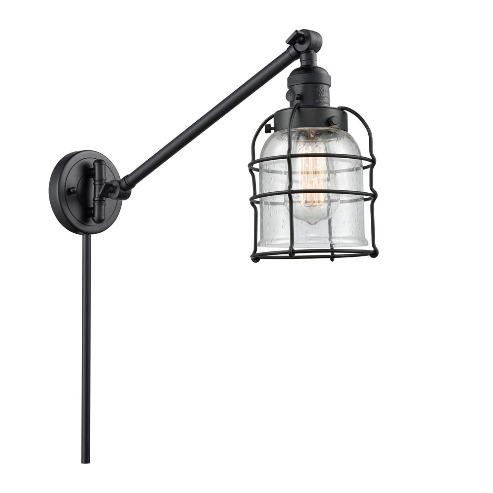 Innovations 237-BK-G54-CE Franklin Restoration Small Bell Cage 1 Light Swing Arm in Matte Black