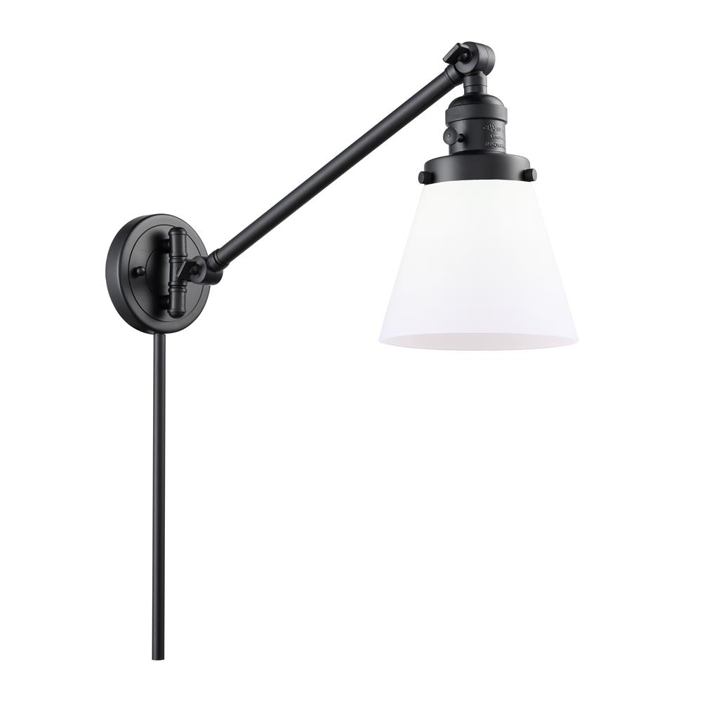 Innovations 237-BK-G61 1 Light Small Cone 8 inch Swing Arm with a High-Low-Off Switch.