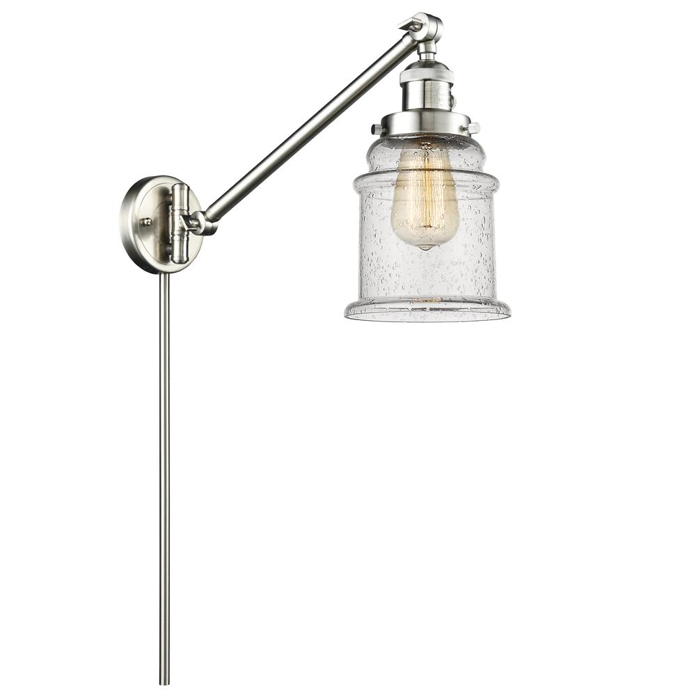 Innovations 237-SN-G184-LED 1 Light Vintage Dimmable LED Canton 8 inch Swing Arm in Brushed Satin Nickel