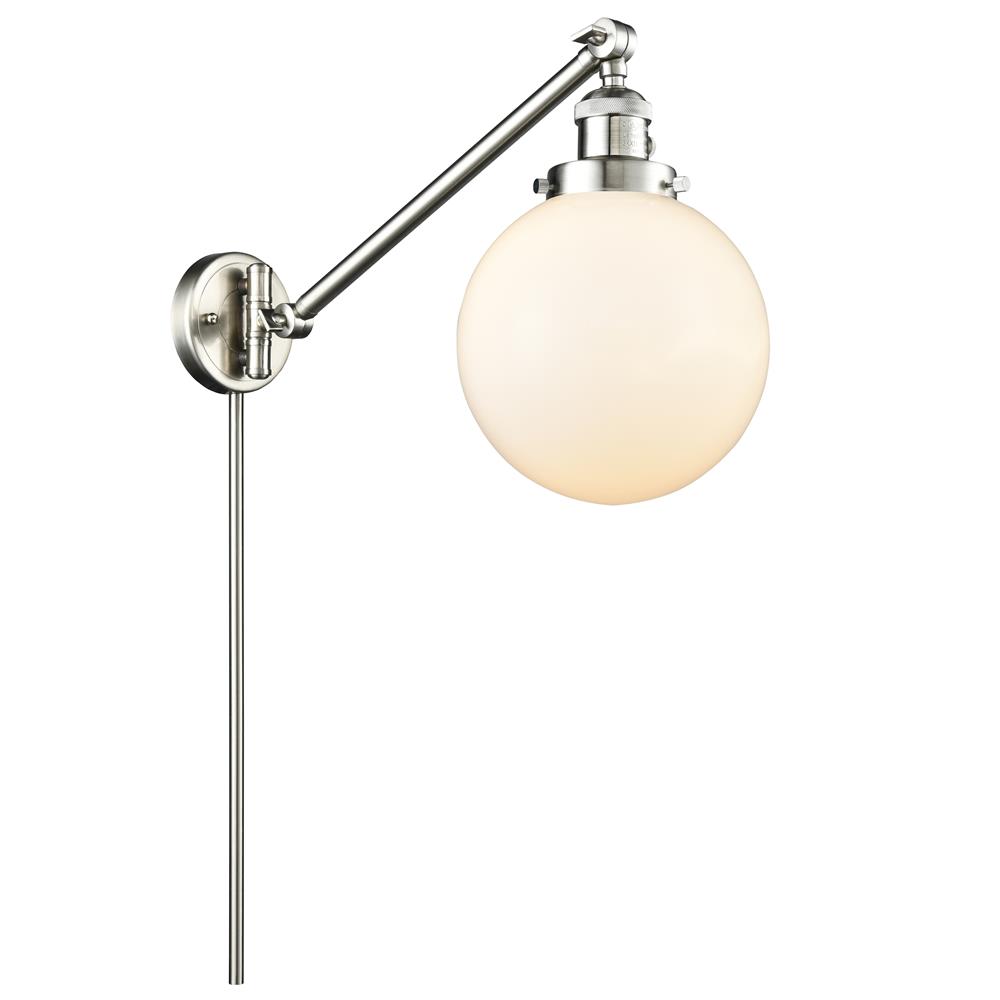 Innovations 237-SN-G201-8-LED 1 Light Vintage Dimmable LED Beacon 25 inch Swing Arm in Brushed Satin Nickel