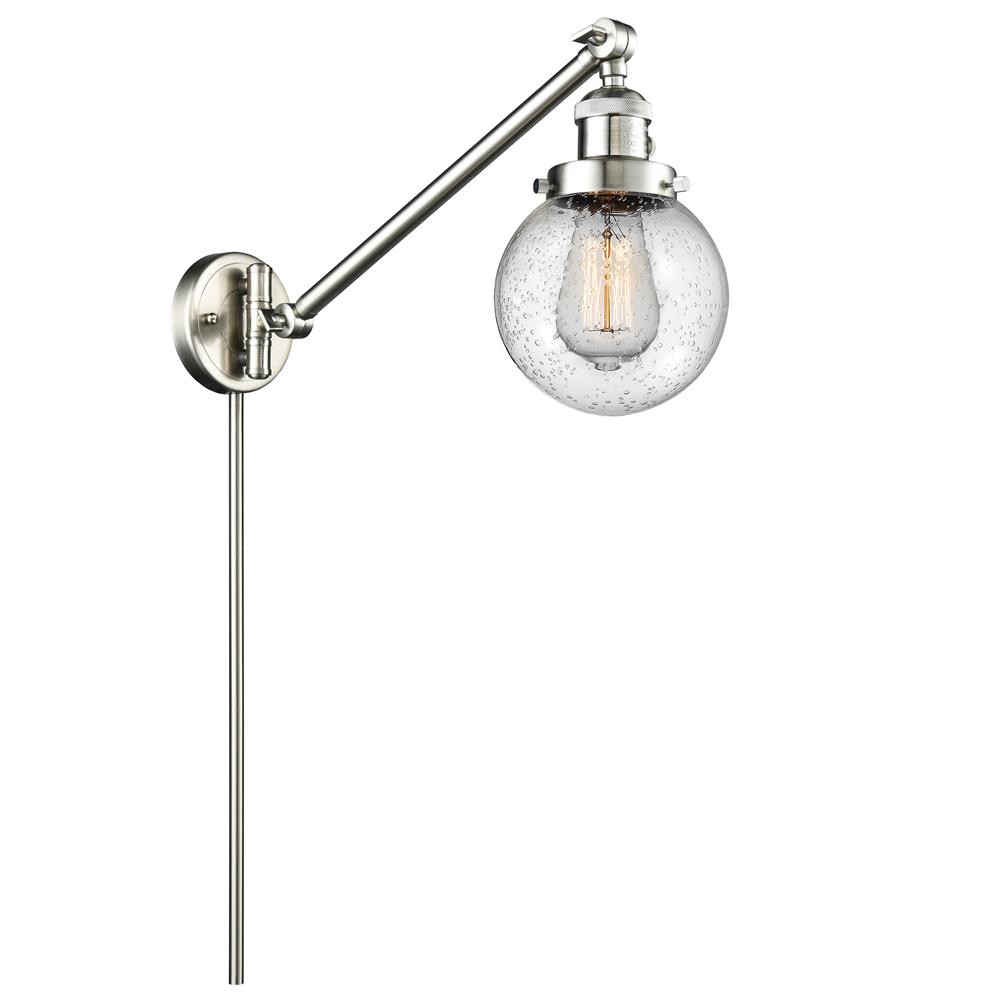 Innovations 237-SN-G204-6-LED 1 Light Vintage Dimmable LED Beacon 25 INch Swing Arm in Brushed Satin Nickel