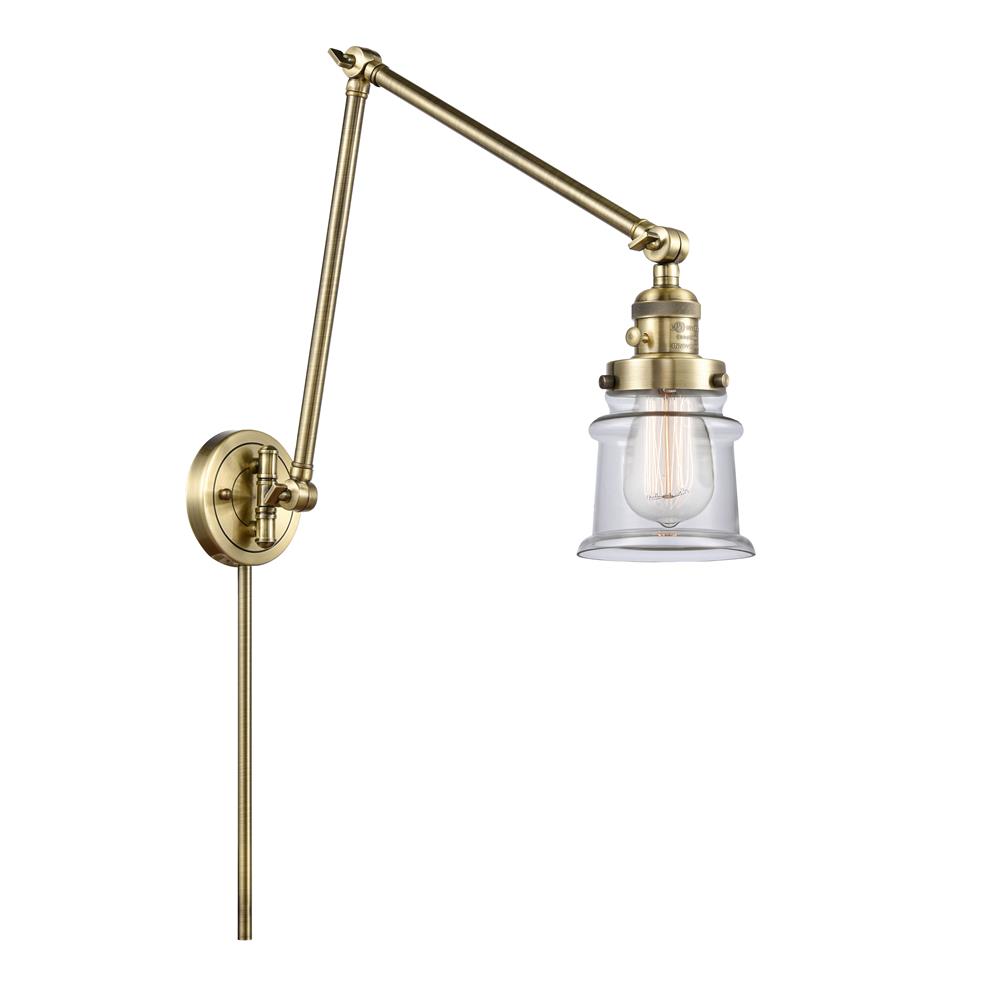 Innovations 238-AB-G182S-LED Small Canton 1 Light Swing Arm in Antique Brass