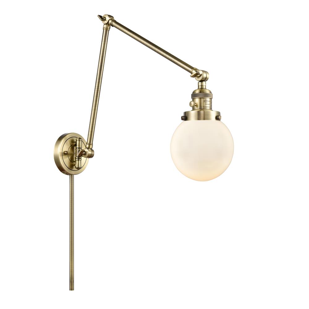 Innovations 238-AB-G201-6-LED Beacon 1 Light Swing Arm in Antique Brass