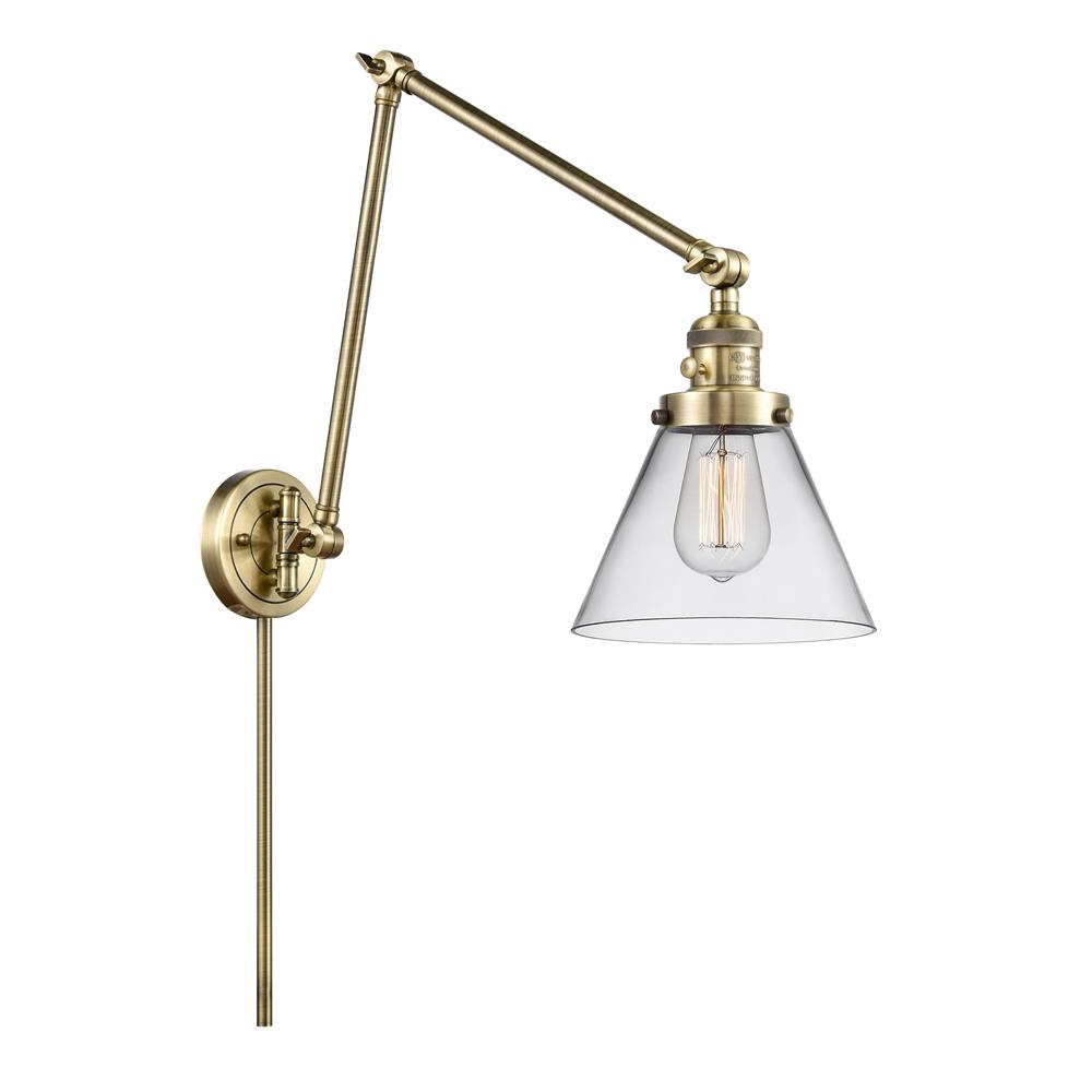 Innovations 238-AB-G42-LED Large Cone 1 Light Swing Arm in Antique Brass