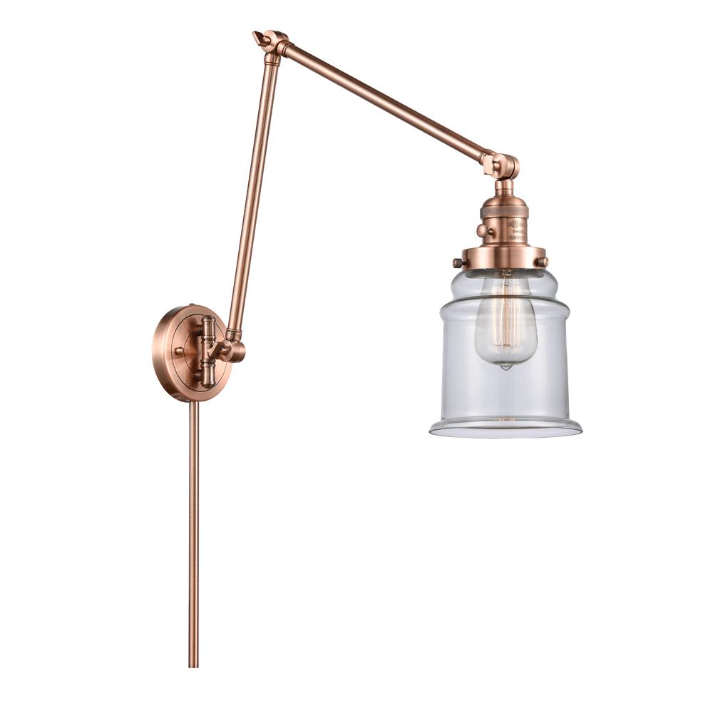 Innovations 238-AC-G182-LED Canton 1 Light Swing Arm in Antique Copper
