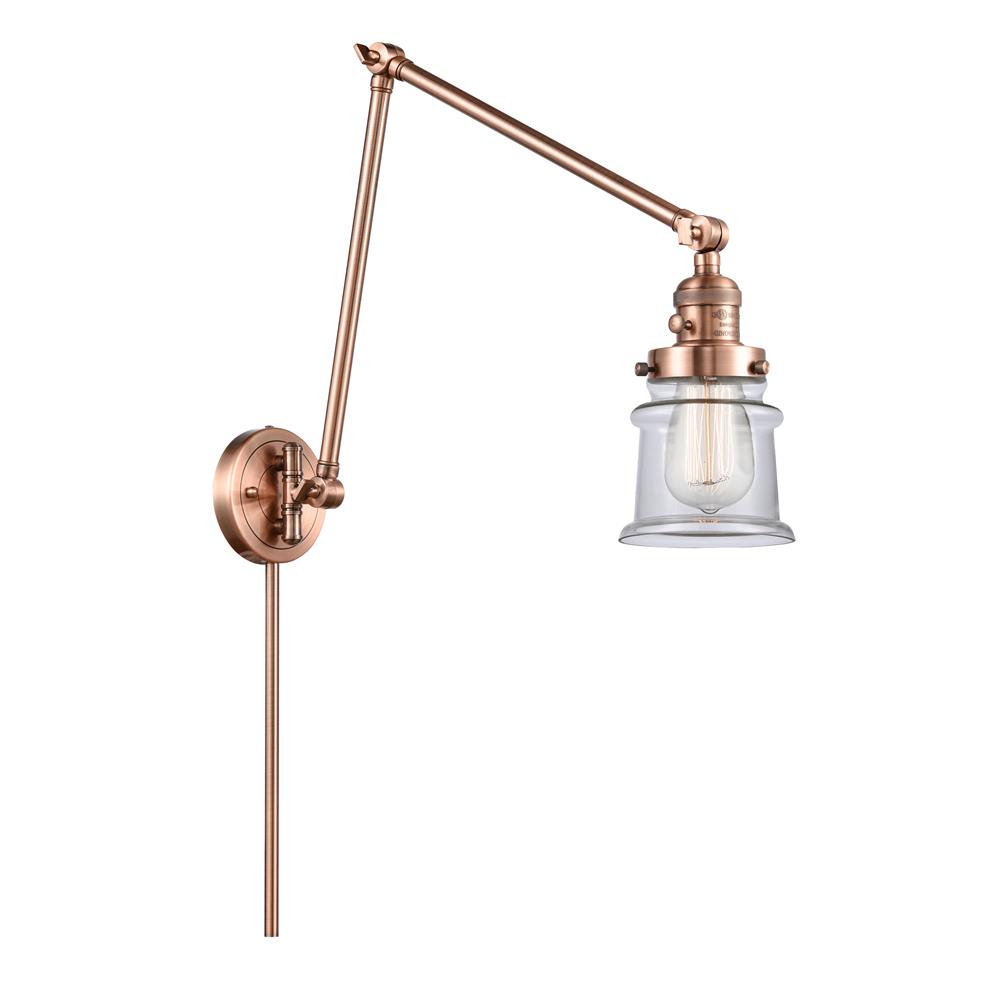 Innovations 238-AC-G182S Small Canton 1 Light Swing Arm in Antique Copper
