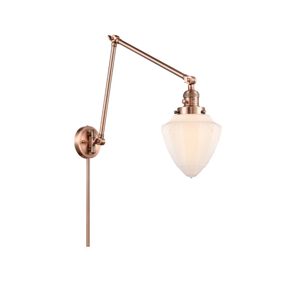 Innovations 238-AC-G661-12 Bullet 1 Light 8 inch Swing Arm with Switch in Antique Copper