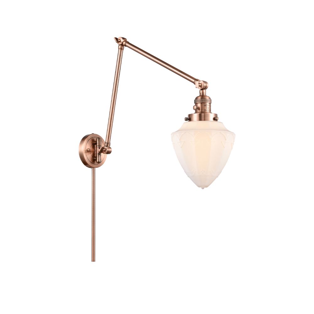 Innovations 238-AC-G661-7 Bullet 1 Light 8 inch Swing Arm with Switch in Antique Copper