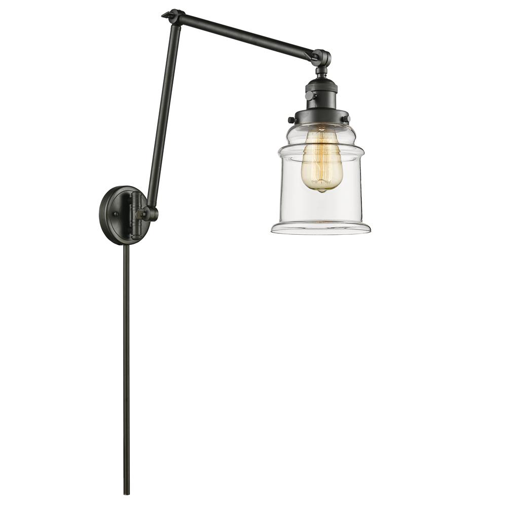 Innovations 238-OB-G182-LED 1 Light Vintage Dimmable LED Canton 8 inch Swing Arm with a High-Low-Off Switch.