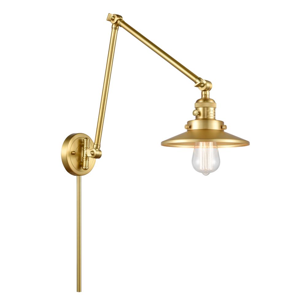Innovations 238-SG-M4 Railroad 1 Light Swing Arm in Satin Gold with Satin Gold Cone Metal Shade