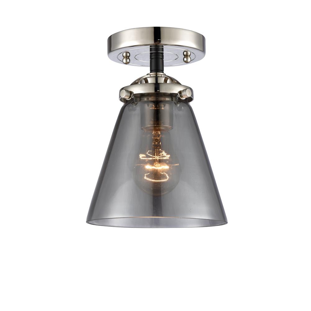 Innovations 284-1C-BPN-G63-LED Nouveau Small Cone 1 Light Semi-Flush Mount in Black / Polished Nickel