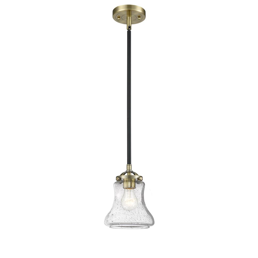 Innovations 284-1S-BAB-G194-LED Nouveau Bellmont 1 Light Mini Pendant in Black / Antique Brass