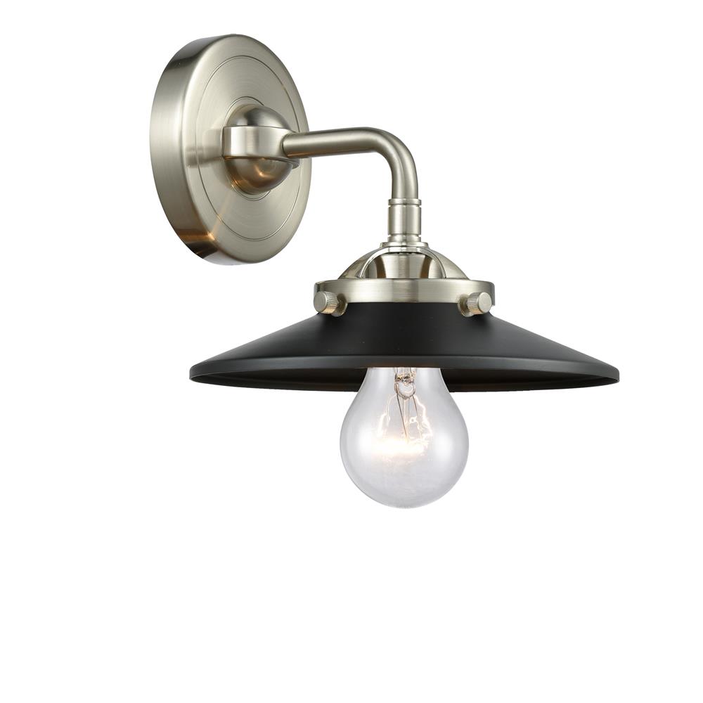 Innovations 284-1W-SN-M6-BK Nouveau Railroad 1 Light Sconce in Brushed Satin Nickel