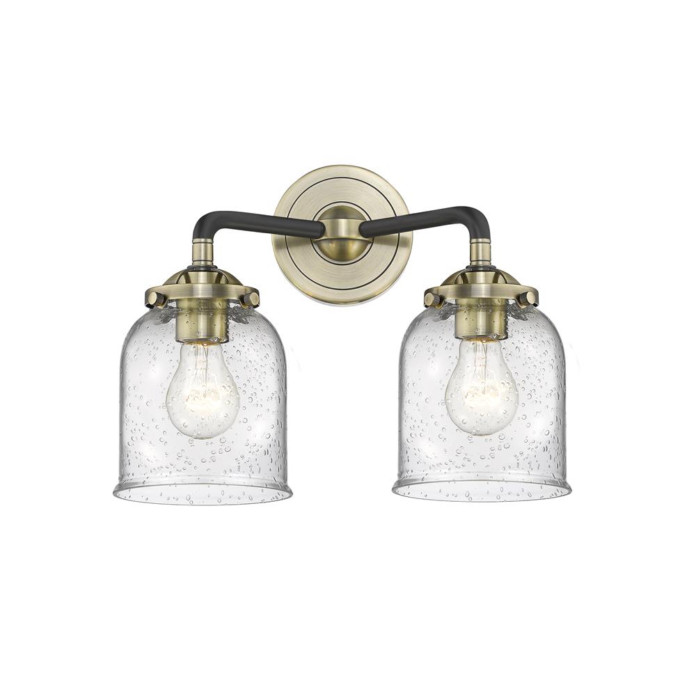 Innovations 284-2W-BAB-G54 Nouveau Small Bell 2 Light Bath Vanity Light in Black / Antique Brass