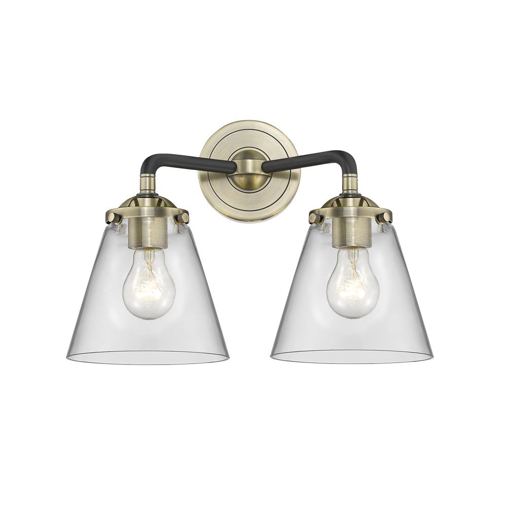 Innovations 284-2W-BAB-G62-LED Nouveau Small Cone 2 Light Bath Vanity Light in Black / Antique Brass