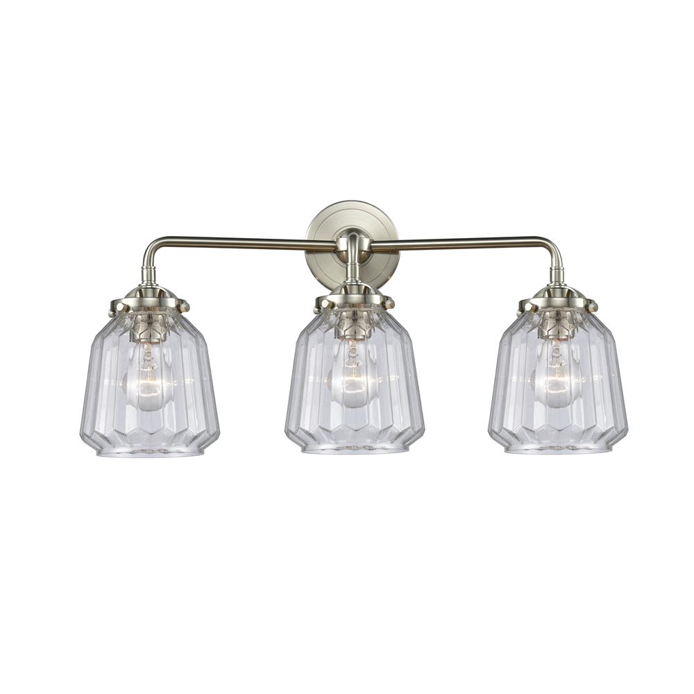 Innovations 284-3W-SN-G142 Nouveau Chatham 3 Light Bath Vanity Light in Brushed Satin Nickel