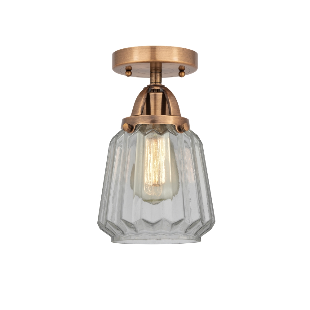 Innovations 288-1C-AC-G142-LED Chatham 1 Light  6 inch Semi-Flush Mount in Antique Copper