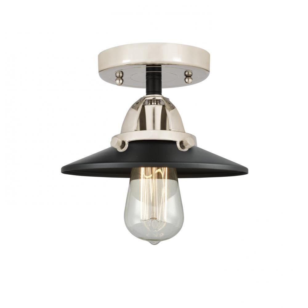 Innovations 288-1C-PC-M6-BK Railroad Semi-Flush Mount in Polished Chrome with Matte Black Railroad Cone Metal Shade