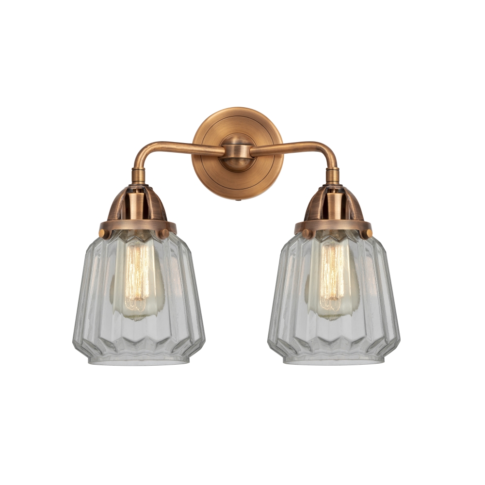 Innovations 288-2W-AC-G142 Chatham 2 Light  14 inch Bath Vanity Light in Antique Copper