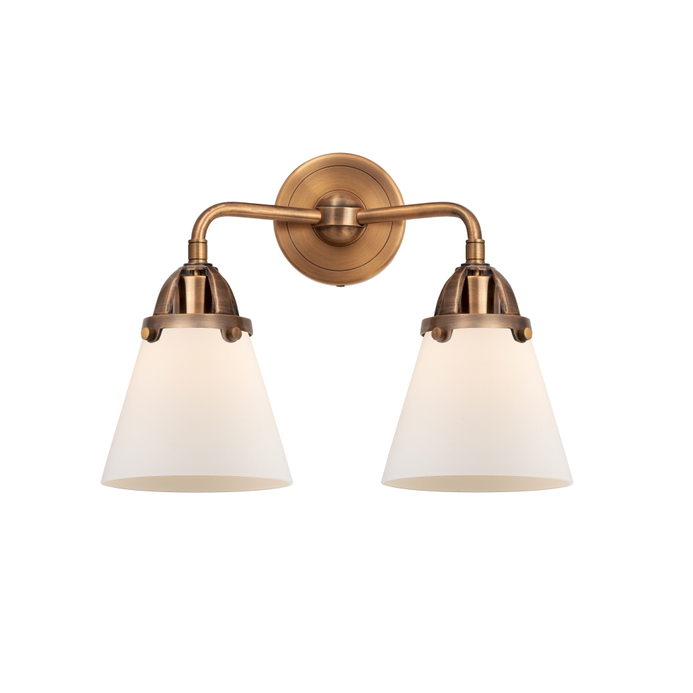 Innovations 288-2W-AC-G61-LED Small Cone 2 Light  14.25 inch Bath Vanity Light in Antique Copper