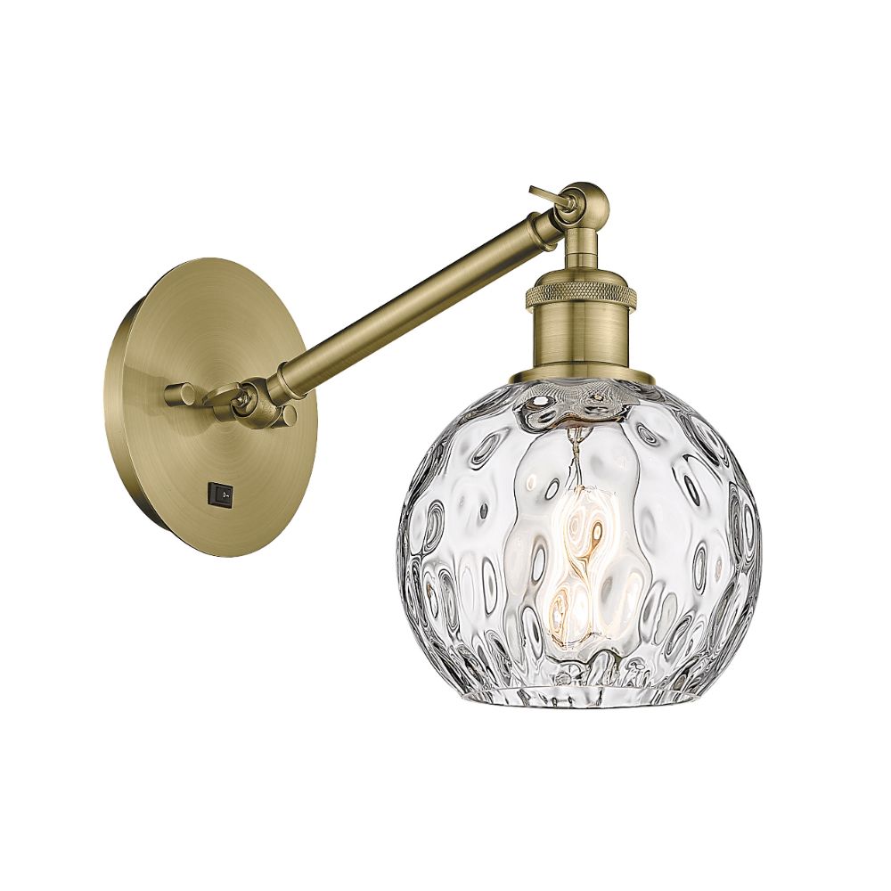 Innovations 317-1W-AB-G1215-6 Athens Water Glass 1 Light 6 inch Sconce in Antique Brass