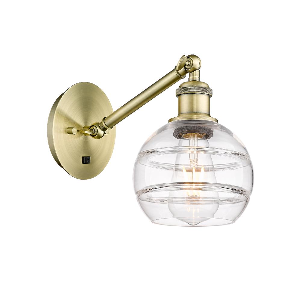 Innovations Lighting 317-1W-AB-G556-6CL Ballston - Rochester - 1 Light 6" Sconce - Arm Adjusts Up and Down - Antique Brass Finish - Clear Shade