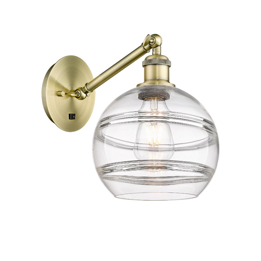 Innovations Lighting 317-1W-AB-G556-8CL Ballston - Rochester - 1 Light 8" Sconce - Arm Adjusts Up and Down - Antique Brass Finish - Clear Shade