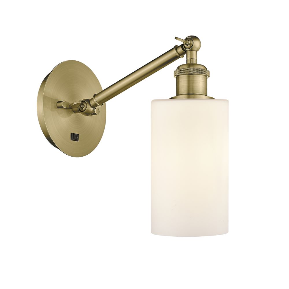 Innovations 317-1W-AB-G801 Clymer 1 Light Sconce part of the Ballston Collection in Antique Brass