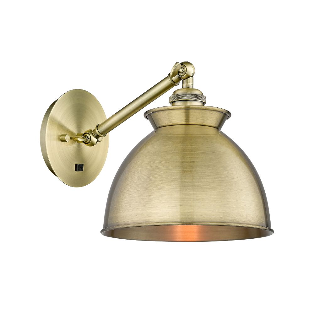 Innovations 317-1W-AB-M14-AB Ballston Adirondack - 1 Light 8" Sconce - Arm Adjusts up and Down - Antique Brass Finish - Antique Brass Shade