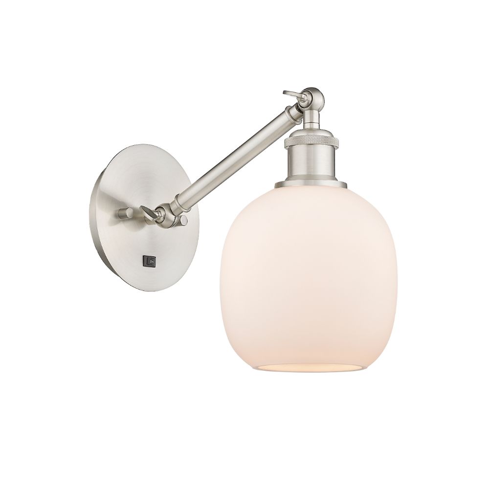 Innovations 317-1W-SN-G101-LED Belfast 1 Light Sconce part of the Ballston Collection in Brushed Satin Nickel