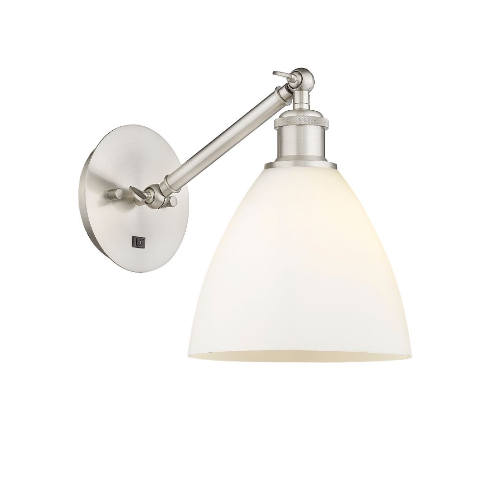 Innovations 317-1W-SN-GBD-751-LED Bristol Glass Ballston Dome 1 Light 8 inch Sconce in Brushed Satin Nickel