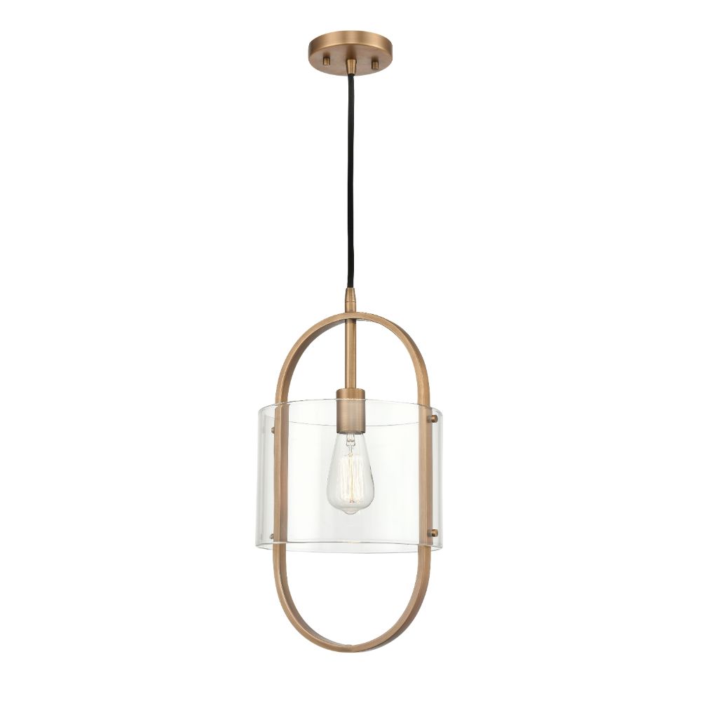 Innovations 371-1P-BB-CL Pelham 1 Light Mini Pendant part of the Ballston Collection in Brushed Brass